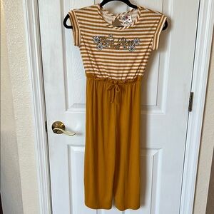 Kids Striped Mustard Yellow Jumpsuit